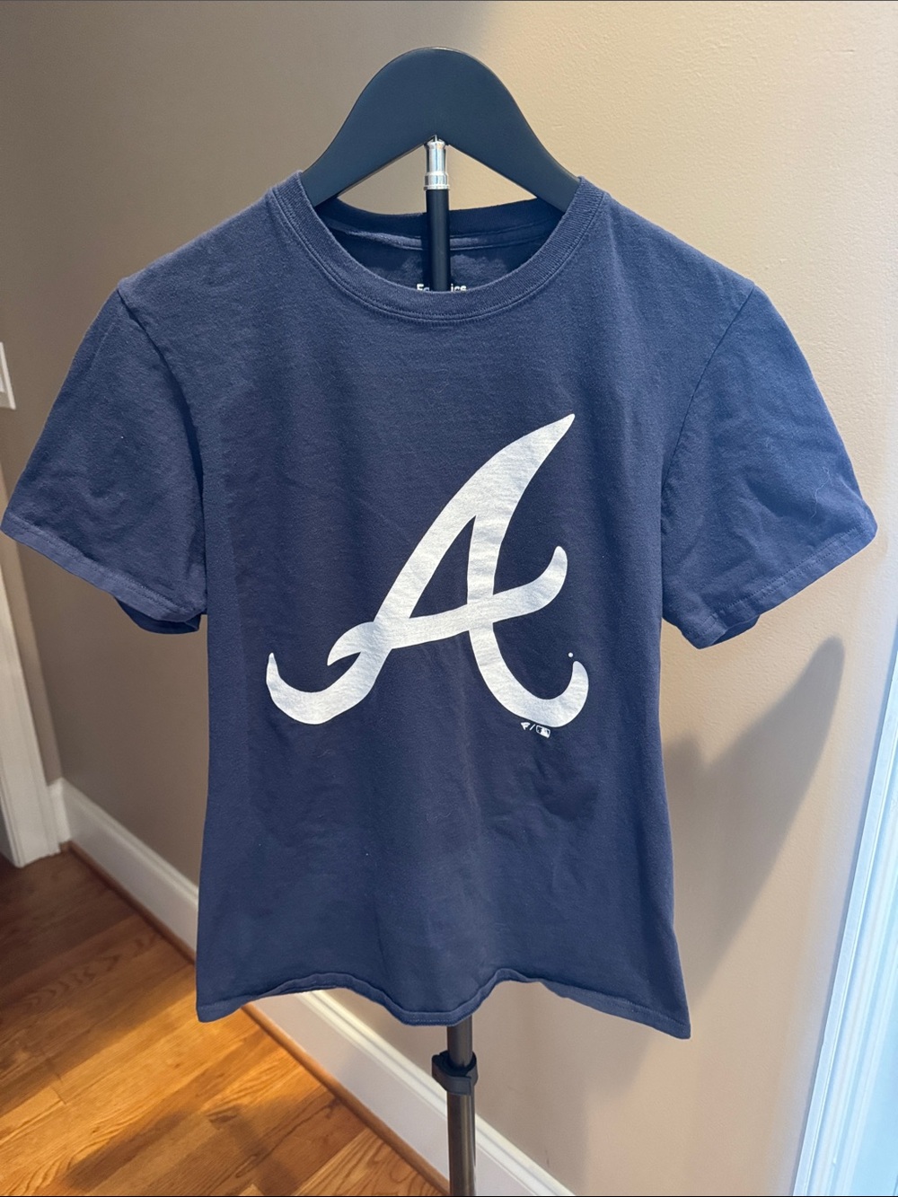 Fanatics Navy Braves Riley Tee with Large White 'A' Graphic